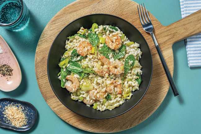 Easy Pesto Prawn & Leek Risotto