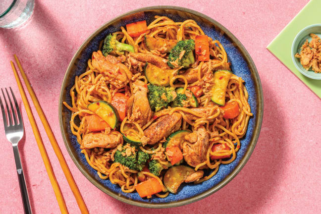 Quick Double Sweet-Soy Chicken & Veggie Noodles