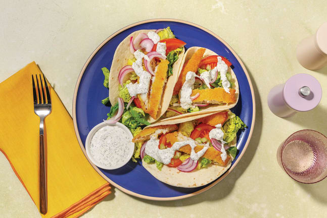 Quick Crumbed Basa & Cos Salad Tacos