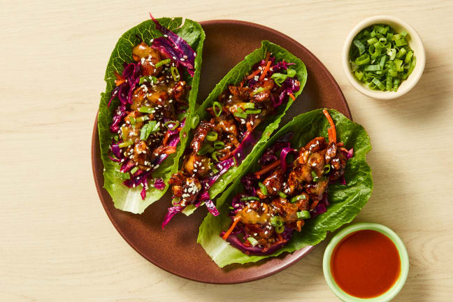 One-Pan Sweet & Spicy Chicken Lettuce Wraps 