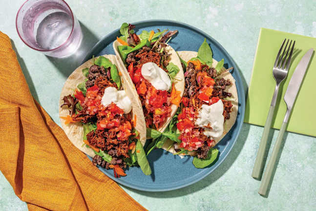 Beef Brisket & Refried Black Bean Tacos