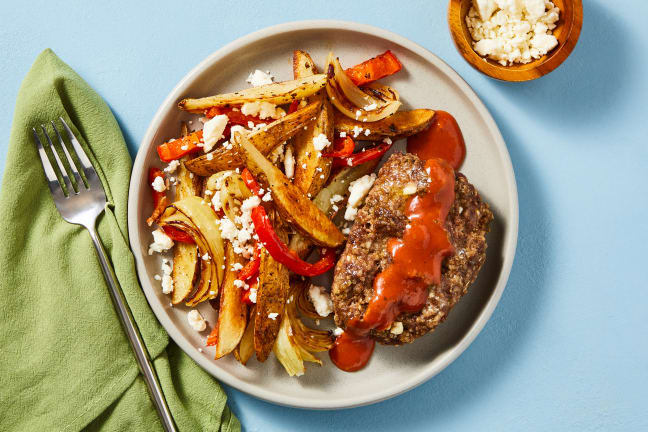 Sheet Pan Herby Pork & Feta Meatloaves