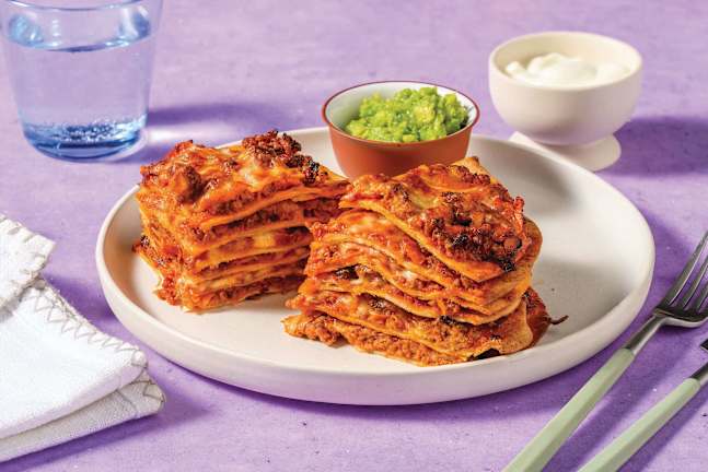 Cheesy Mexican Beef & Pork Tortilla Tower