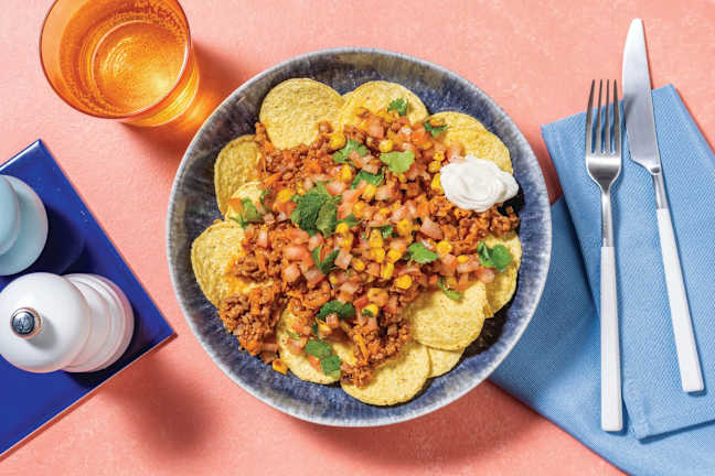 American Plant-Based Mince Chilli Nachos