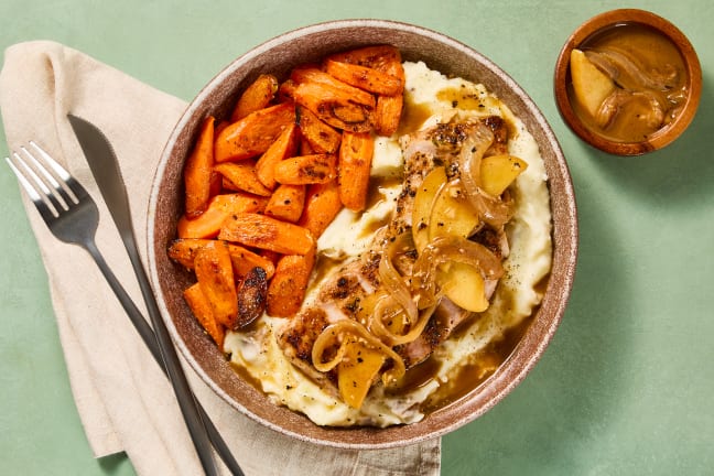 Pork Chops With Apple & Onion Pan Sauce