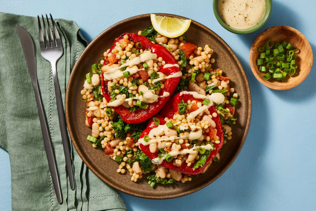 Vegan Beans ’n’ Greens Stuffed Peppers
