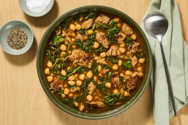 One-Pot Chicken Sausage & Chickpea Soup