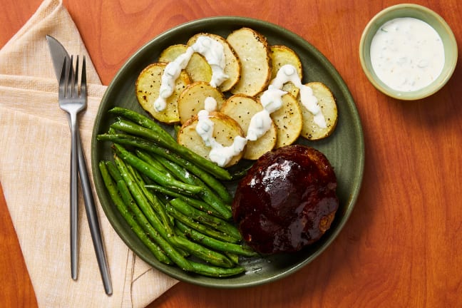 BBQ Meatloaves with Shingled Potatoes