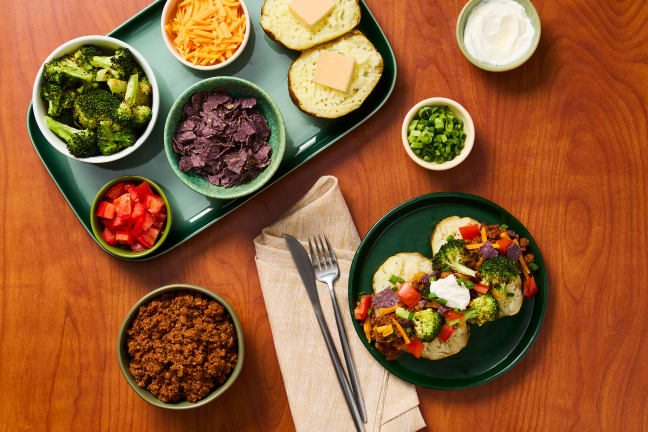 Loaded Beef Chili Baked Potato Bar