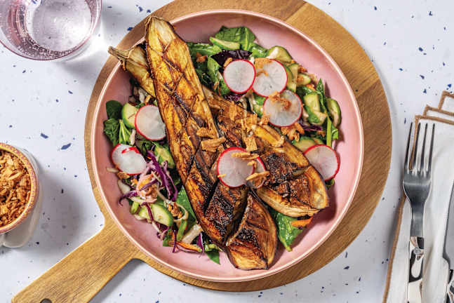 Sweet-Soy Eggplant & Cucumber Slaw