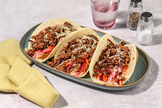 Texan Beef & Rainbow Slaw Tacos
