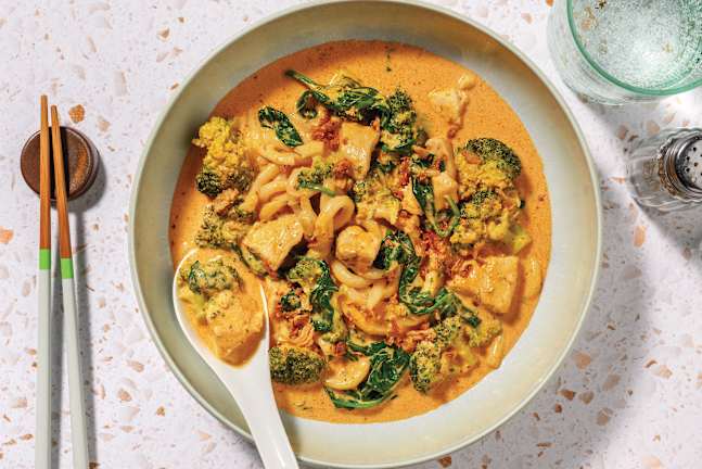 Mild Thai Red Curry Chicken Noodle Soup