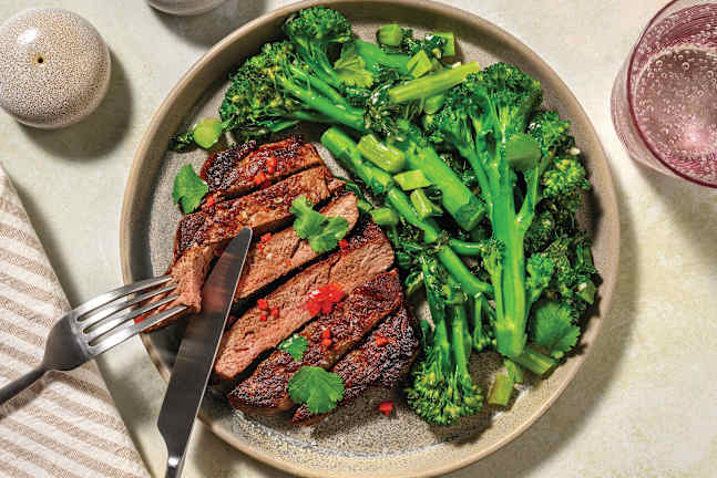 Honey-Soy Beef Steak & Green Veggies