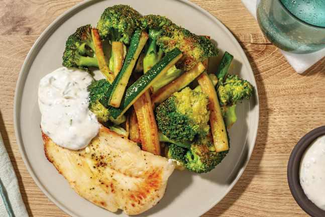 Herby Fish & Garlic Greens