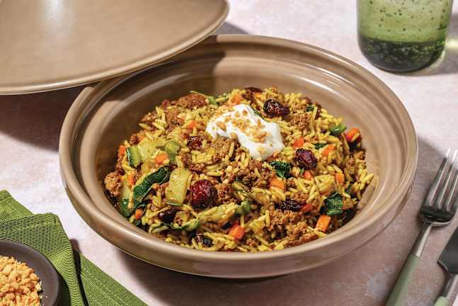 One-Pot Lamb & Veggie Jewelled Biryani 