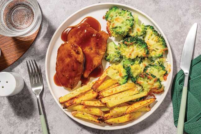 BBQ-Glazed Chicken & Extra Cheesy Broccoli