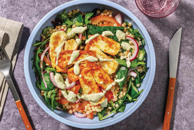 Haloumi, Olive & Pearl Couscous Bowl