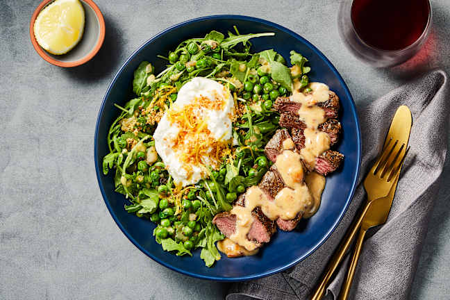 Steak with Burrata & Arugula Salad