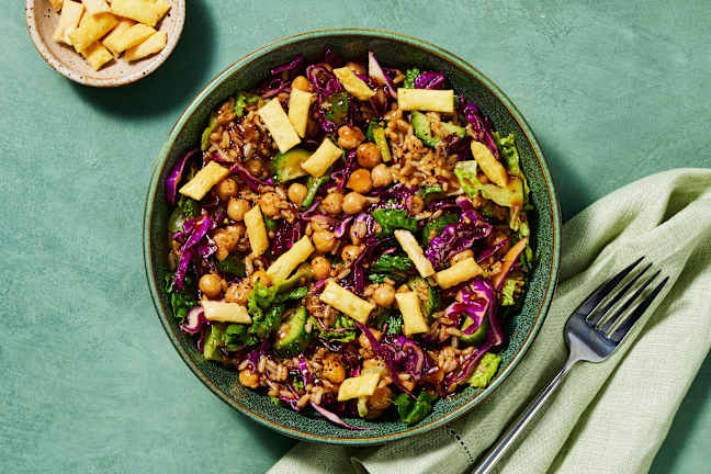 Warm Miso-Sesame Chickpea Chopped Salad