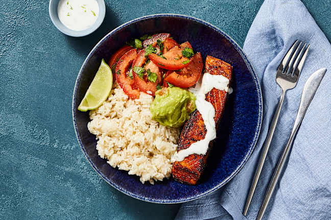 Zesty Salmon & Guacamole Grain Bowls