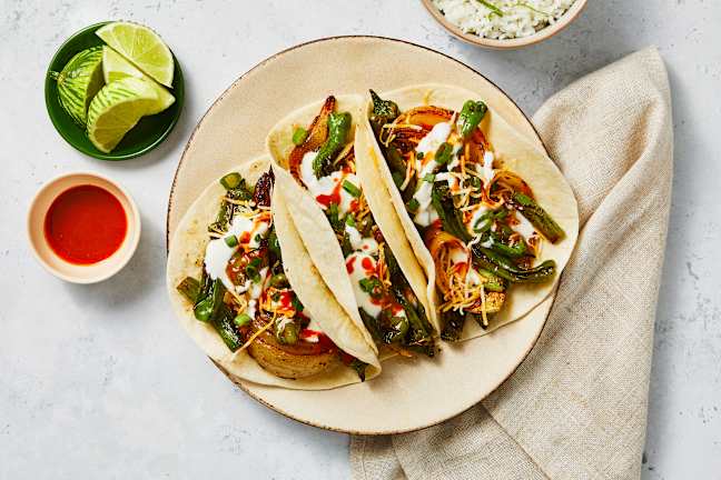 Cheesy Blistered Shishito Pepper Fajitas