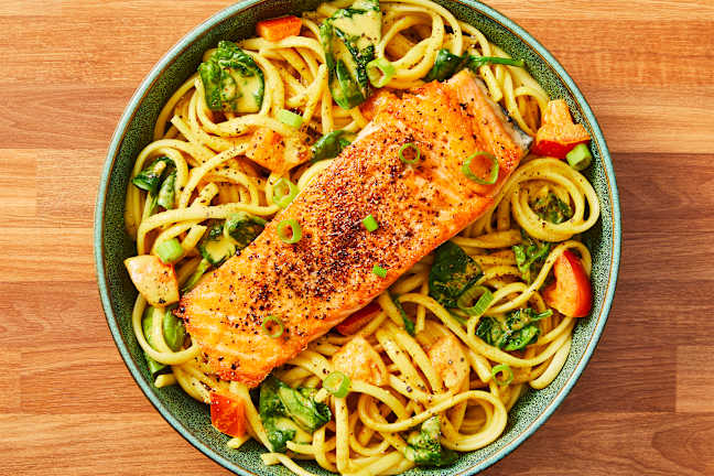 Seared Salmon & Creamy Tuscan Linguine