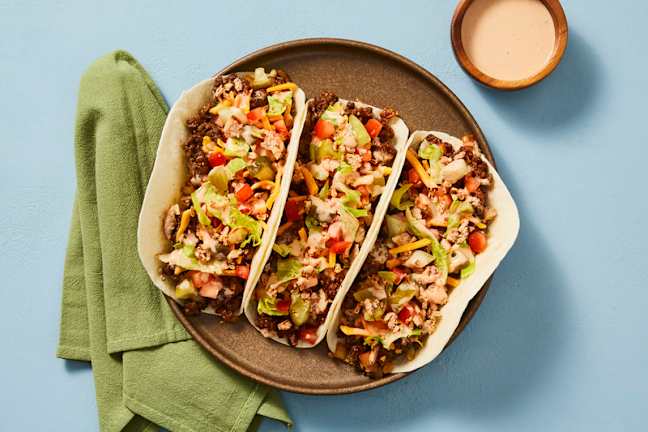 Burgers tacos au bœuf et au fromage 