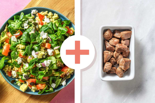 Veggie + protein - Salade de couscous perlé et émincés de bœuf en extra