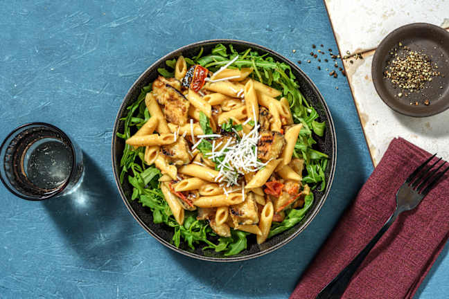 Romige penne met aubergine en Parmigiano Reggiano