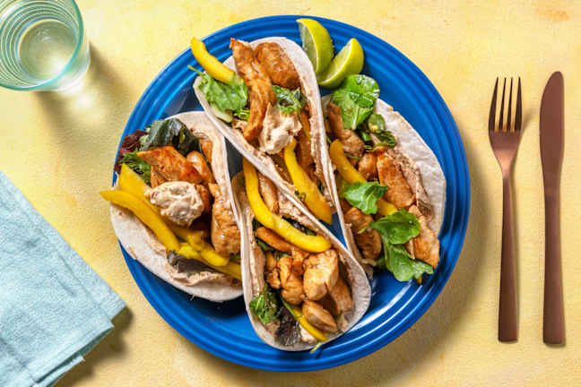 Asia-Tacos mit Hähnchengeschnetzeltem 