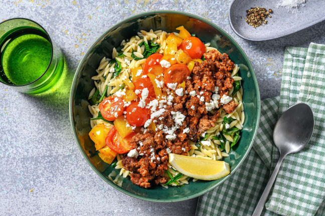 Bols de bœuf et d'orzo citronné