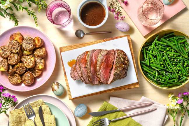 Easter Rosemary Garlic Lamb and Red Wine Jus