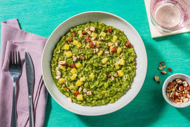 Risotto agli spinaci e toma filante