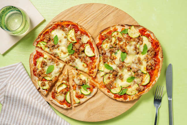 Pizza Bolognese with Mozzarella & Fresh Basil