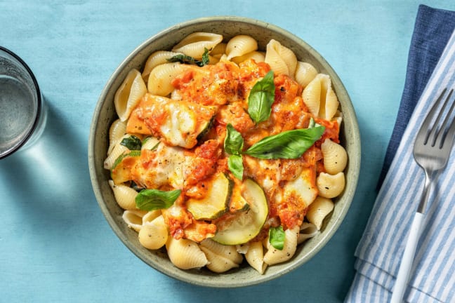Conchiglie gratinées à la mozzarella et au pecorino
