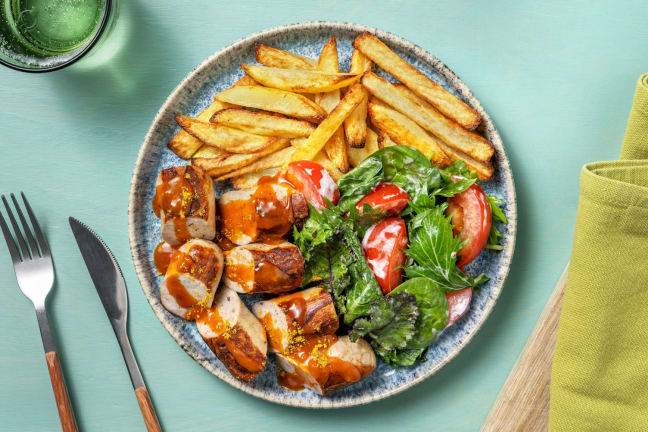 Currywurstfinger in selbst gemachter roter Soße
