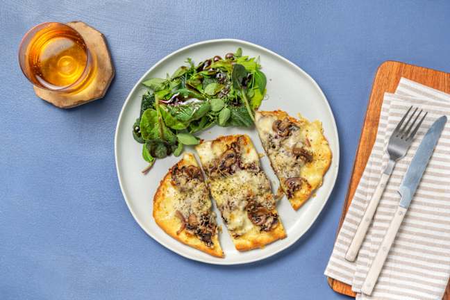 Pizza naan bianca aux champignons & mozza