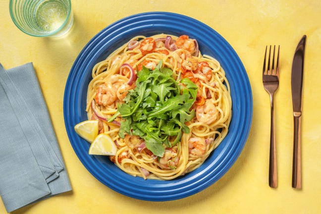 Spaghetti express aux crevettes à l'ail et au citron