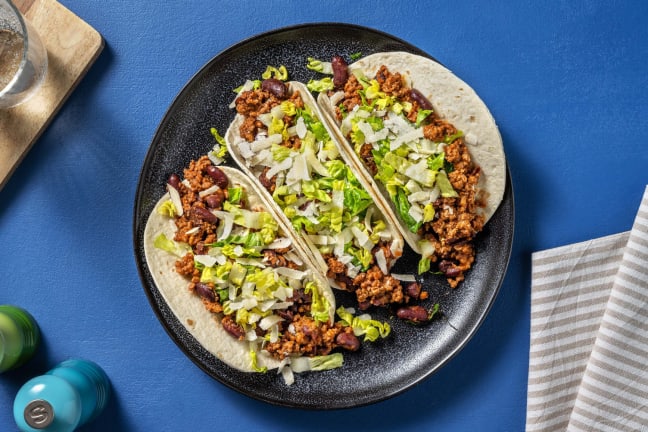 Tex-Mex Style Beef and Bean Tacos