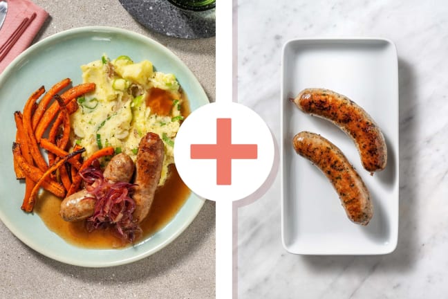 Double Cumberland Sausages and Spring Onion Mash