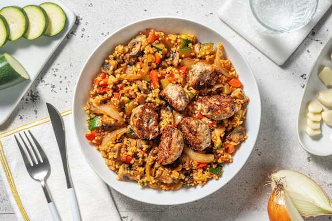 Bulgurbowl met kipgehaktballetjes