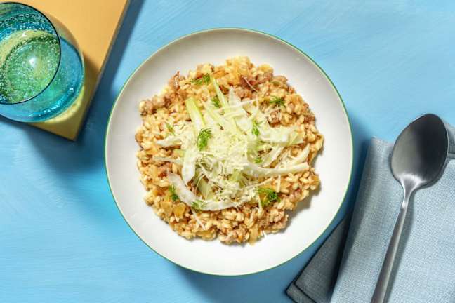 Risotto met varkensworst van Brandt & Levie