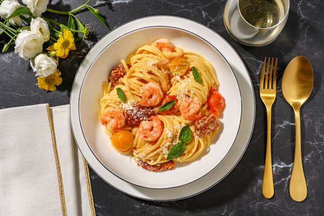 Frische Linguine mit Crevetten