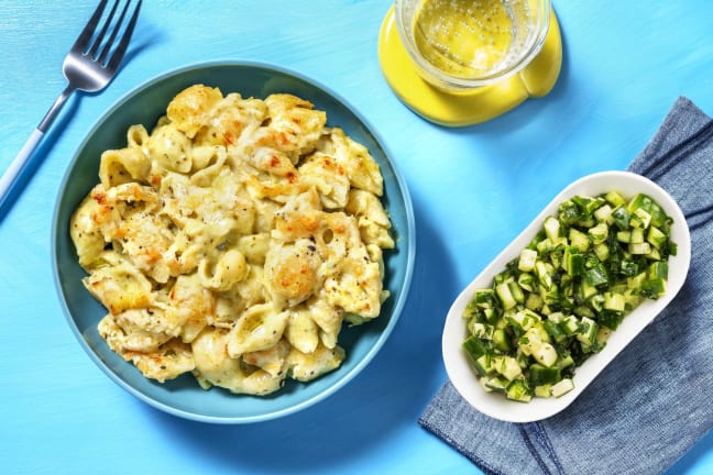 Pâtes au fromage et pesto