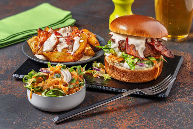 Melted Cheese Bacon Burger mit Bio-Rinderhack