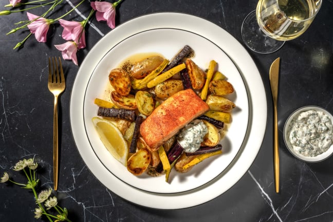 Salmone alla paprika e carote arcobaleno