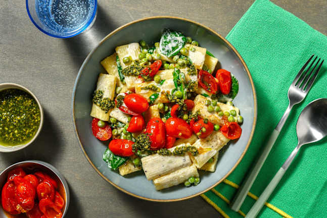 Presto Pesto Pea Rigatoni