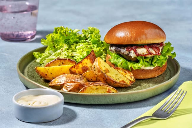 Burger veggie : portobello glacé au balsamique