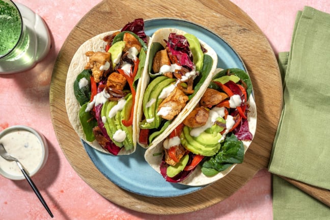 Avocado wraps au poulet & sauce crème épicée