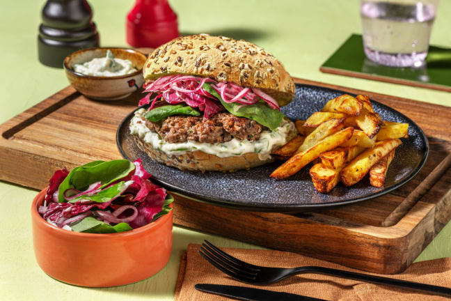 Burger de bœuf au zaatar & mayo persillée